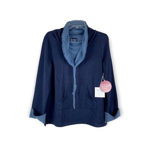 PajamaGram Pajama Top Cowl Neck Fleece Lined Blue